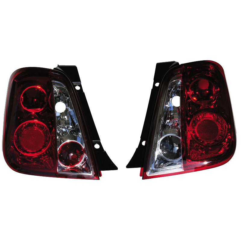 Feux arrière, compatibles avec Fiat 500 2007- - Rouge/Transparent