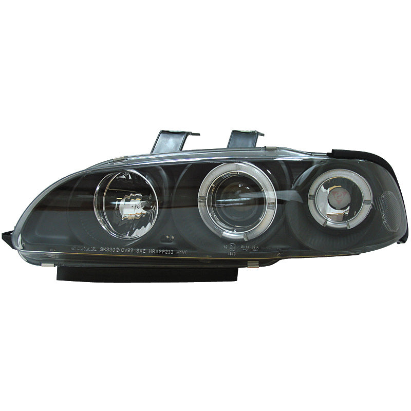 Headlights, Fits Honda Civic 2/3-door 1992-1995 - black - incl. Halos & Indicators