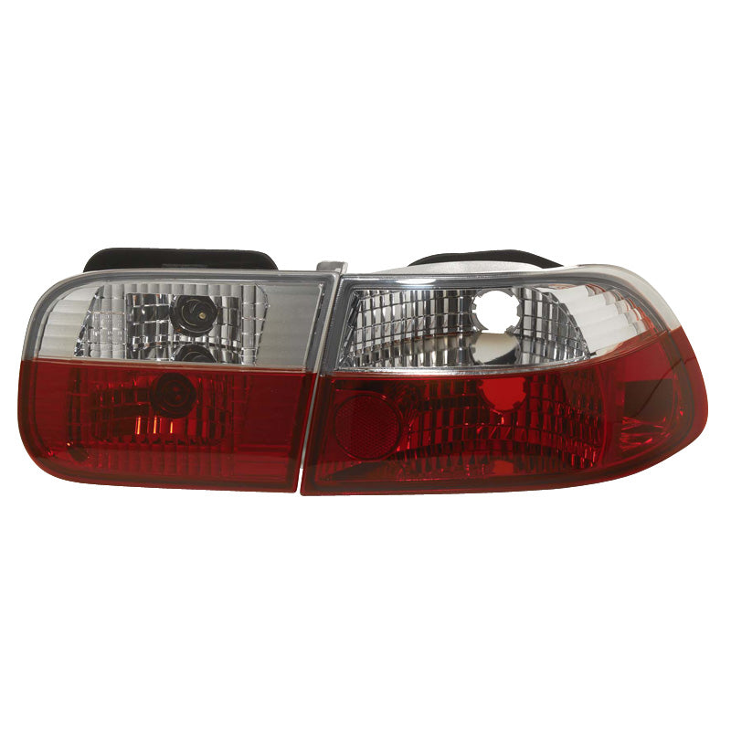 Achterlichten, past op Honda Coupe/Sedan 1992-1995 - Rood/Kristal