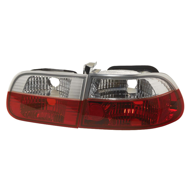 Taillights, fits Honda Civic HB 3-door 1992-1995 - Red/Crystal