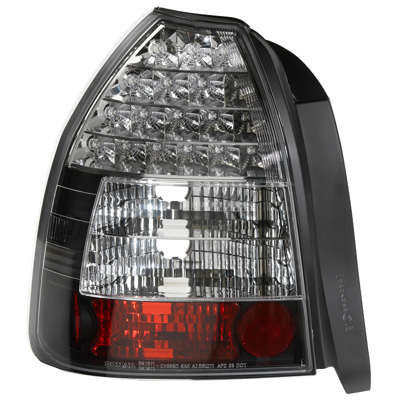 AutoStyle, LED taillights, fits Honda Civic HB 3-door 1996-2001 - Black
