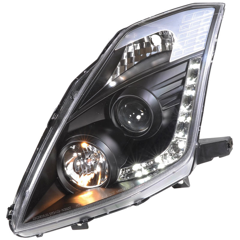 Headlights, DRL-Look fits Nissan 350Z 2003-2009 - black