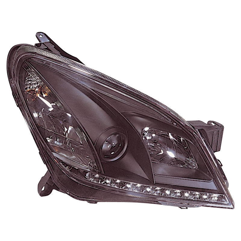 Koplampen, DRL-Look past op Opel Astra H 2004-2009 - zwart - incl. stelmotor