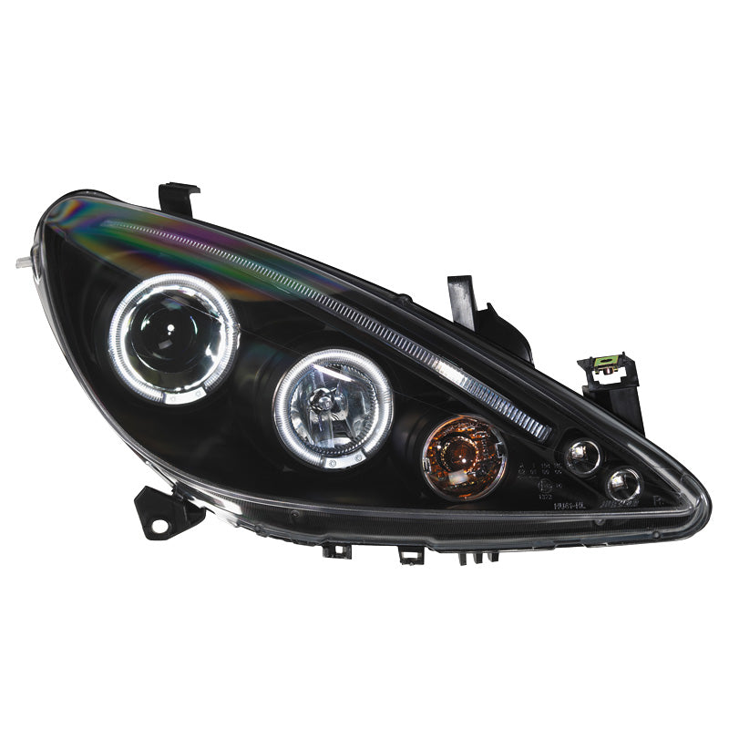 AutoStyle, Headlights, Black with Halos, Fits Peugeot 307 (2001-2005)