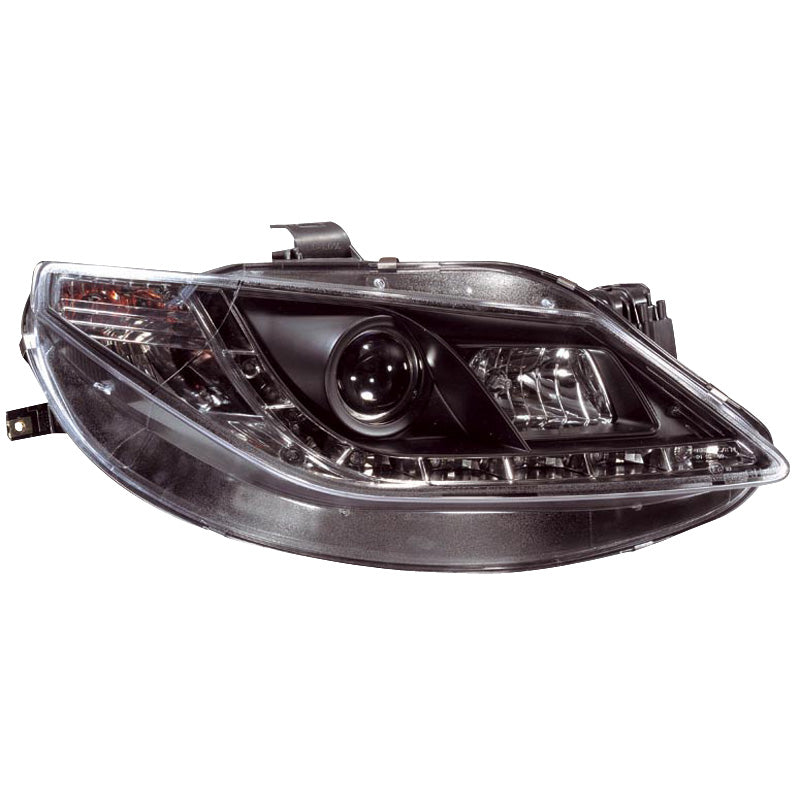 Headlights, DRL-Look fits Seat Ibiza 6J 3/5-door 2008-2012 - black