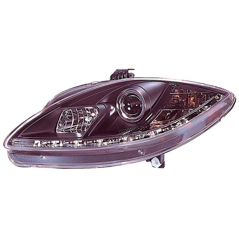 Headlights, DRL fits Seat Leon 1P Facelift 2009-2012 - black