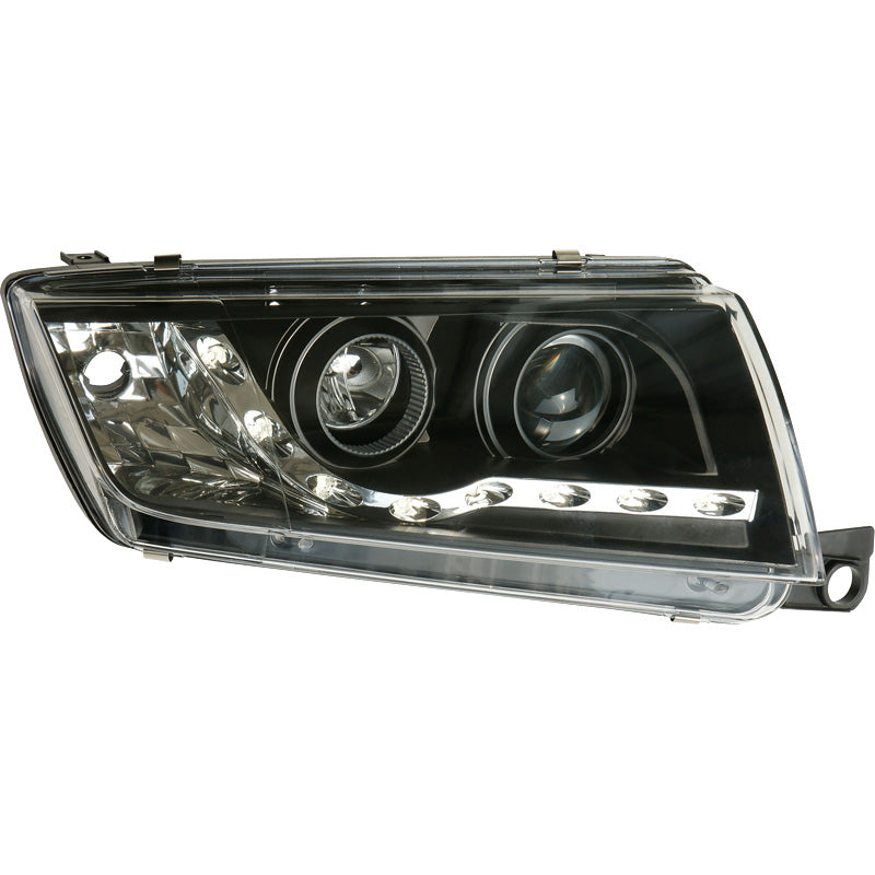 Headlights, DRL-Look fits Skoda Fabia 2000-2004 - black