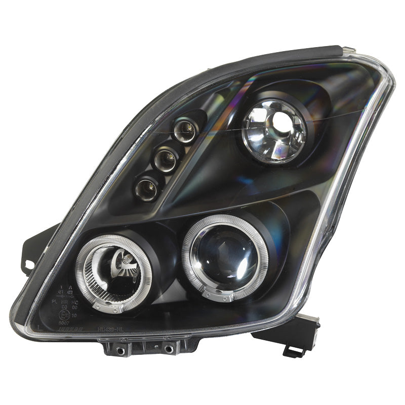 Koplampen, passend voor Suzuki Swift II 2005-2010 - zwart - incl. Halos