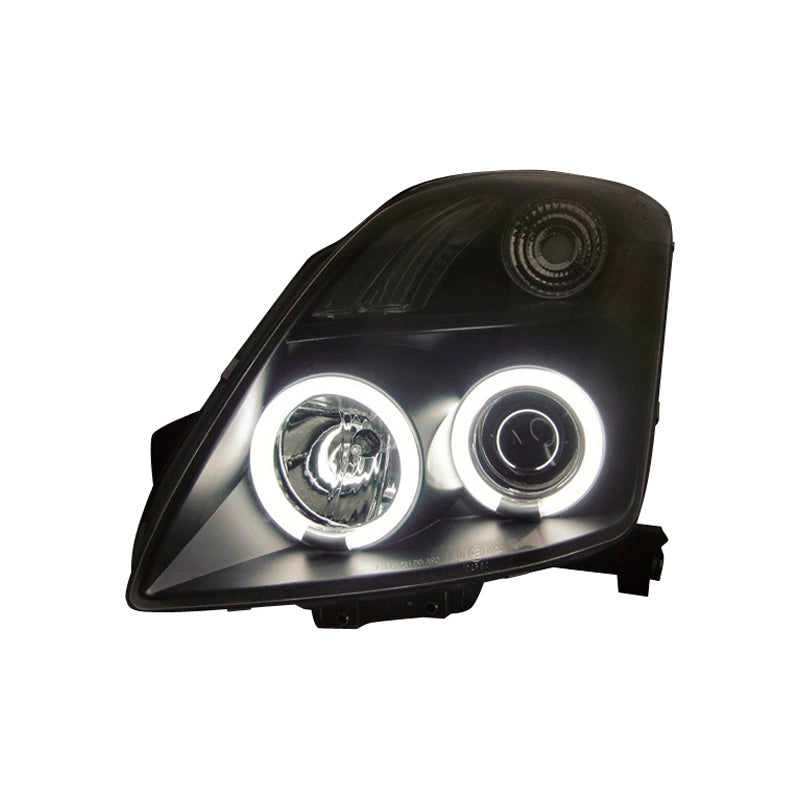 Headlights, fits Suzuki Swift II 2005-2010 - black - incl. CCFL Halos