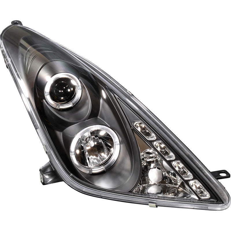Headlights, fits Toyota Celica 2001-2005 - black - incl. Halos