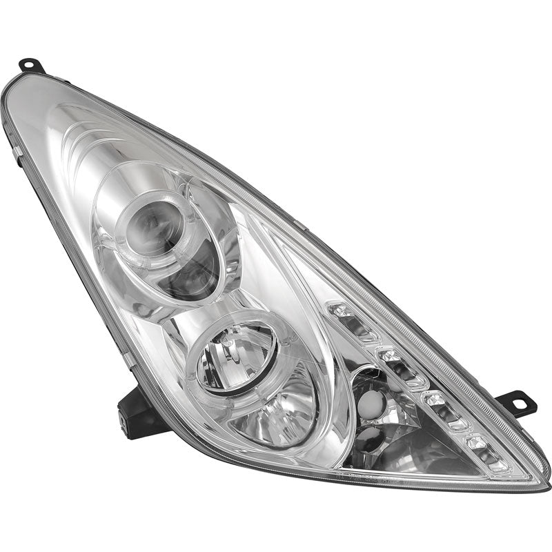 Headlights, fits Toyota Celica 2001-2005 - chrome - including Halos - Straight angle of refraction