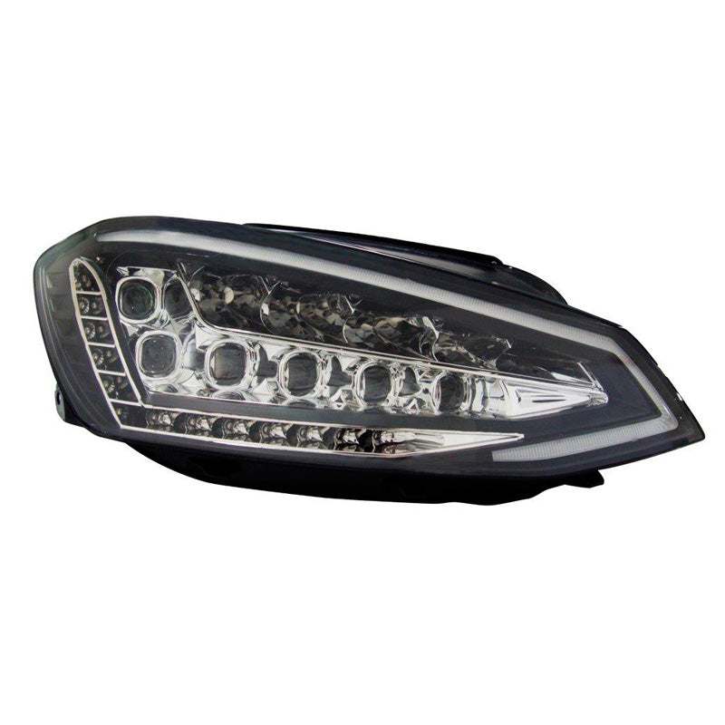 Headlights, Full-LED incl. DRL fits Volkswagen Golf VII 2012-2017 - black - incl. adjustment motor