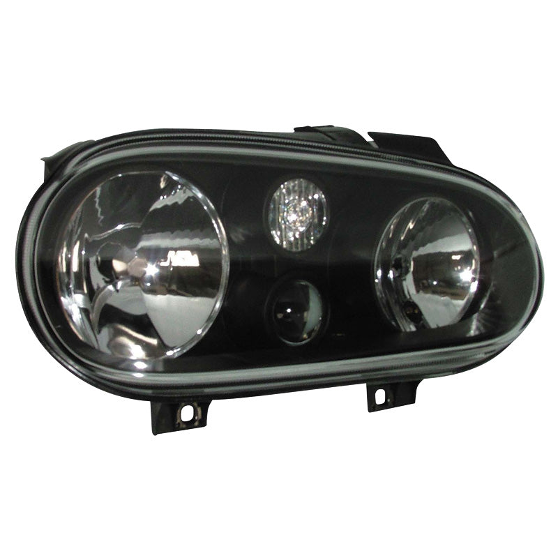 Headlights, fits Volkswagen Golf IV 1998-2003 - black - incl. Fog lights