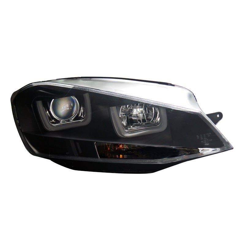 Koplampen, DRL 'Dual U' passend voor Volkswagen Golf VII 2012-2017 - zwart - incl. verstelbare motor