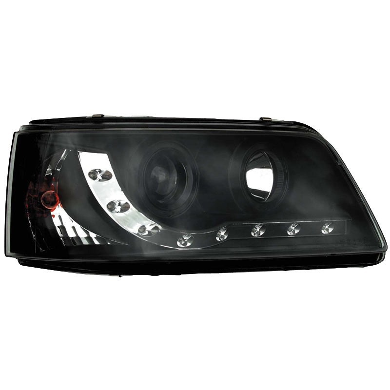Headlights, DRL-Look fits Volkswagen T5 2003-2010 - black