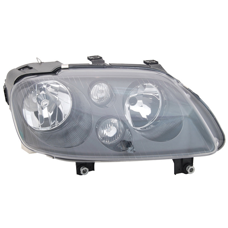 Headlights, fits Volkswagen Touran 2003-2006 & Caddy II 2004- - black/Clear - incl. adjustment motor