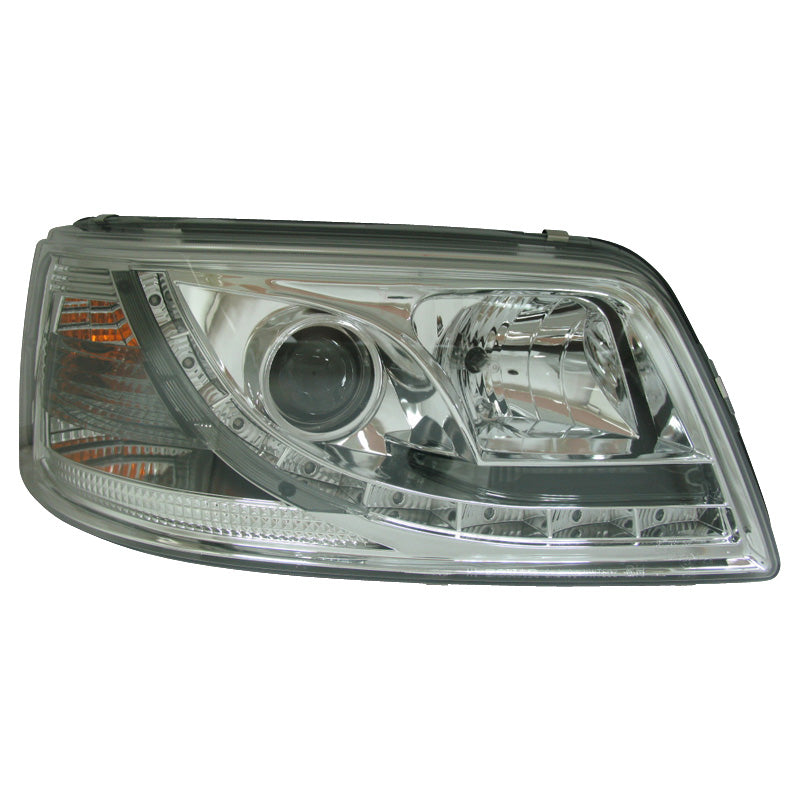 Headlights, DRL-Look fits Volkswagen T5 2003-2010 - Chrome