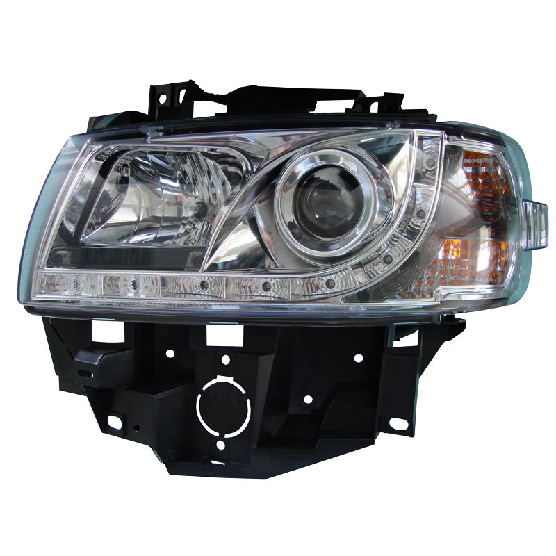 Headlights, DRL-Look fits Volkswagen Transporter T4 'GP' 1996-2003 - Chrome