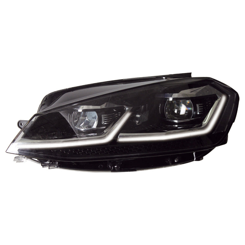 Headlights, fits Volkswagen Golf VII Facelift (7.5) 2017- - black - incl. Dynamic Running Light