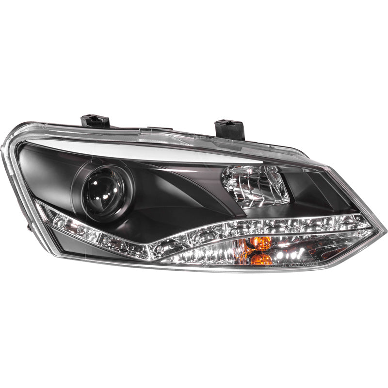 Headlights, DRL fits Volkswagen Polo 6R 2009-2014 - black