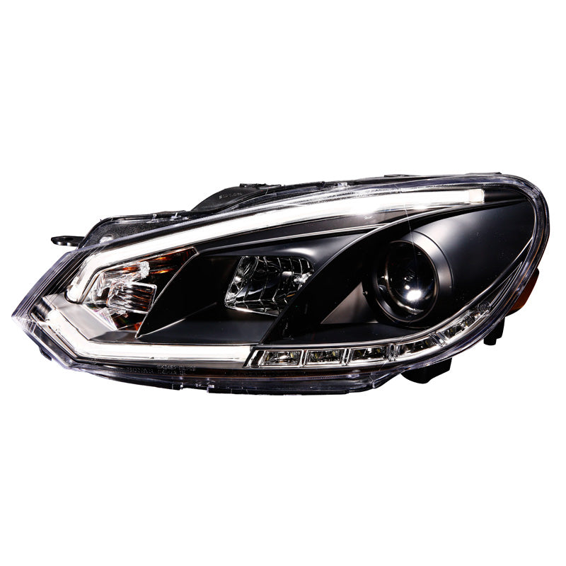 Phares, DRL « Light-Bar » adaptés à Volkswagen Golf VI 2008-2012 - noir - avec moteur de réglage