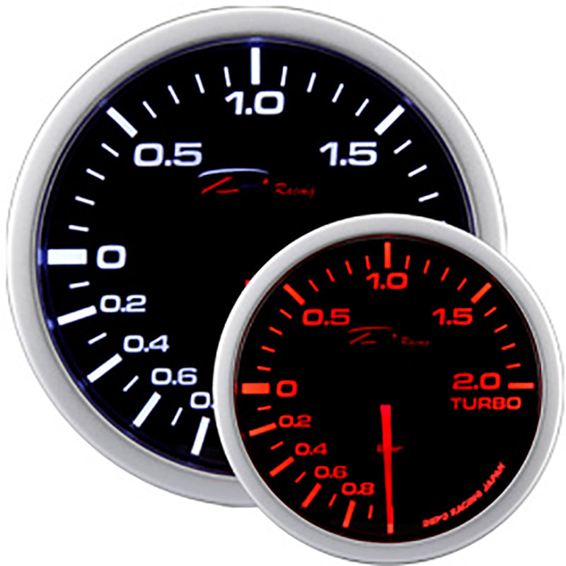 Depo Racing, WA-Series Manomètre de suralimentation - 52mm - 2,0>1 bar - Lentille fumée - Double LED - Réponse rapide