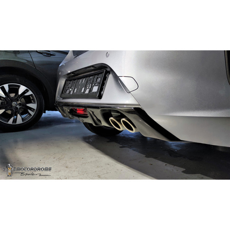 Motordrome, Jupe de pare-chocs arrière (Diffuseur), compatible avec Opel Corsa F GS-Line 2019- (with double exhaust) (ABS)