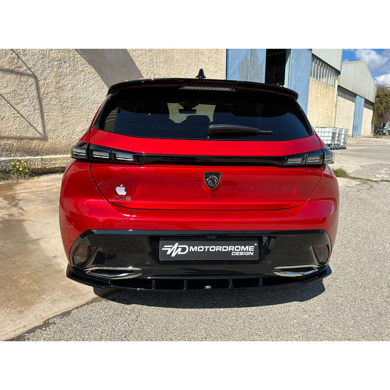 Motordrome, Rear bumper skirt (Diffuser), Fits Peugeot 308 III HB 5-doors 2021- (ABS Gloss black)