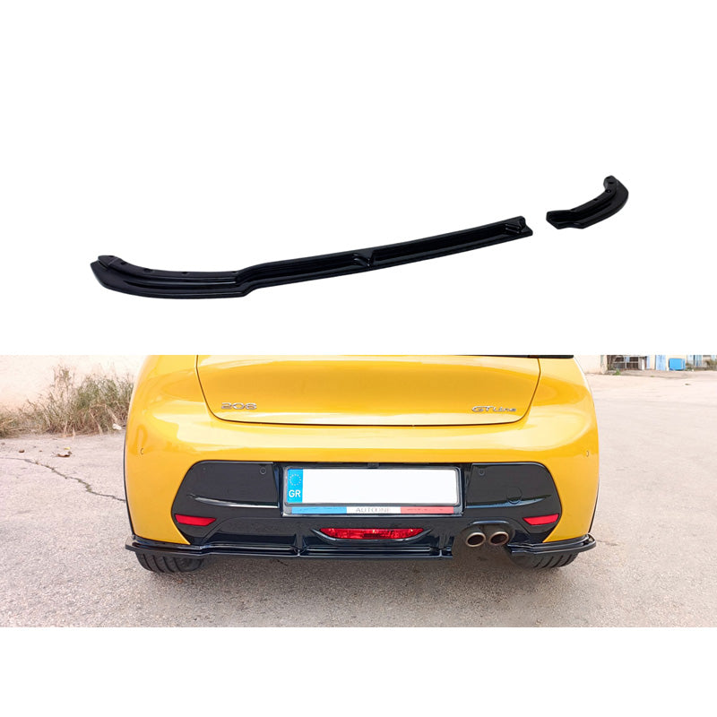 Motordrome, Rear bumper skirt (Diffuser) V.2, Fits Peugeot 208 II 2019- (ABS Gloss black)
