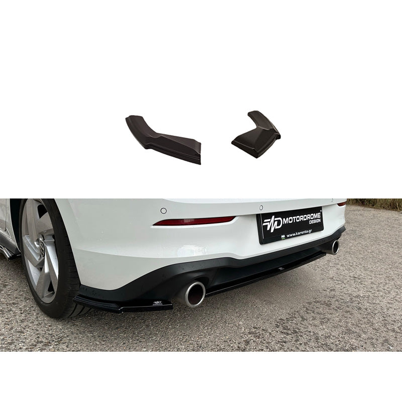 Motordrome, Rear bumper skirts (Corners), fits Volkswagen Golf VIII (CD1) GTI 2020- (ABS Gloss black)