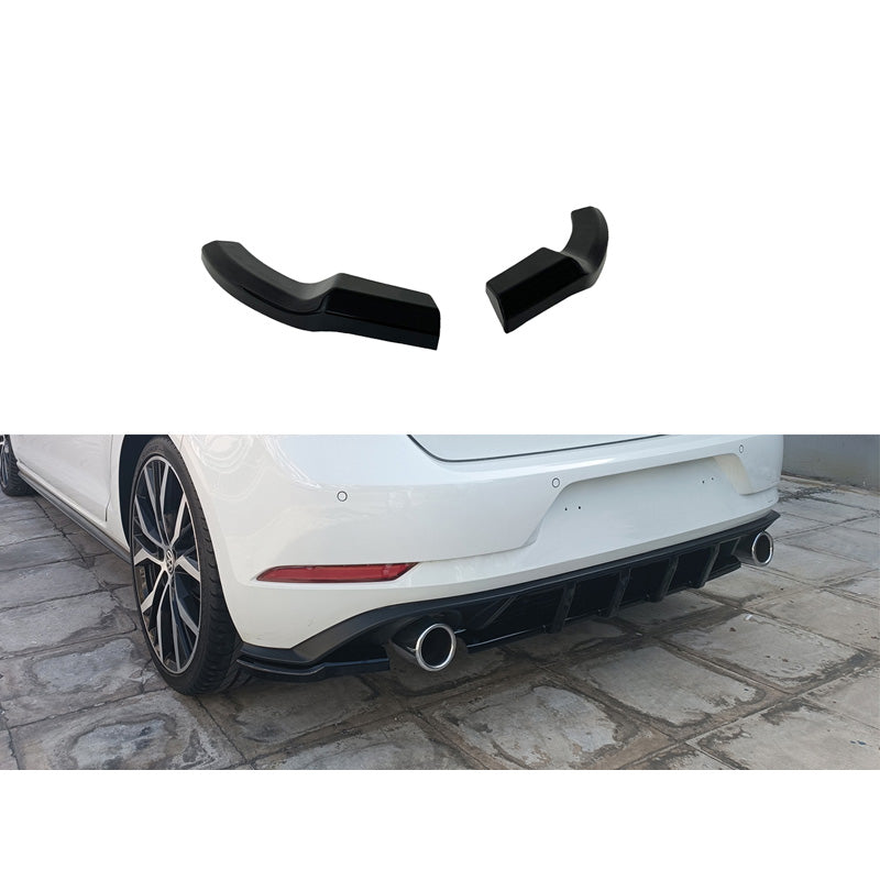 Motordrome, Rear bumper skirts (Corners), fits Volkswagen Golf 7.5 GTI 2017-2020 (ABS Gloss black)
