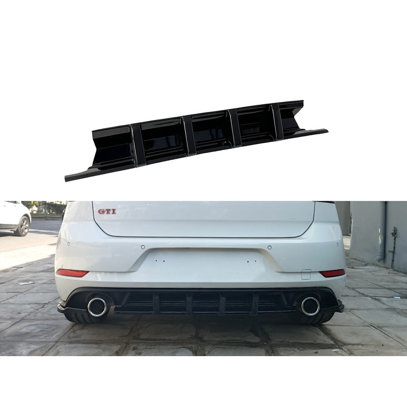 Motordrome, Rear bumper skirt (Diffuser), fits Volkswagen Golf 7.5 GTI 2017-2020 (ABS Gloss black)
