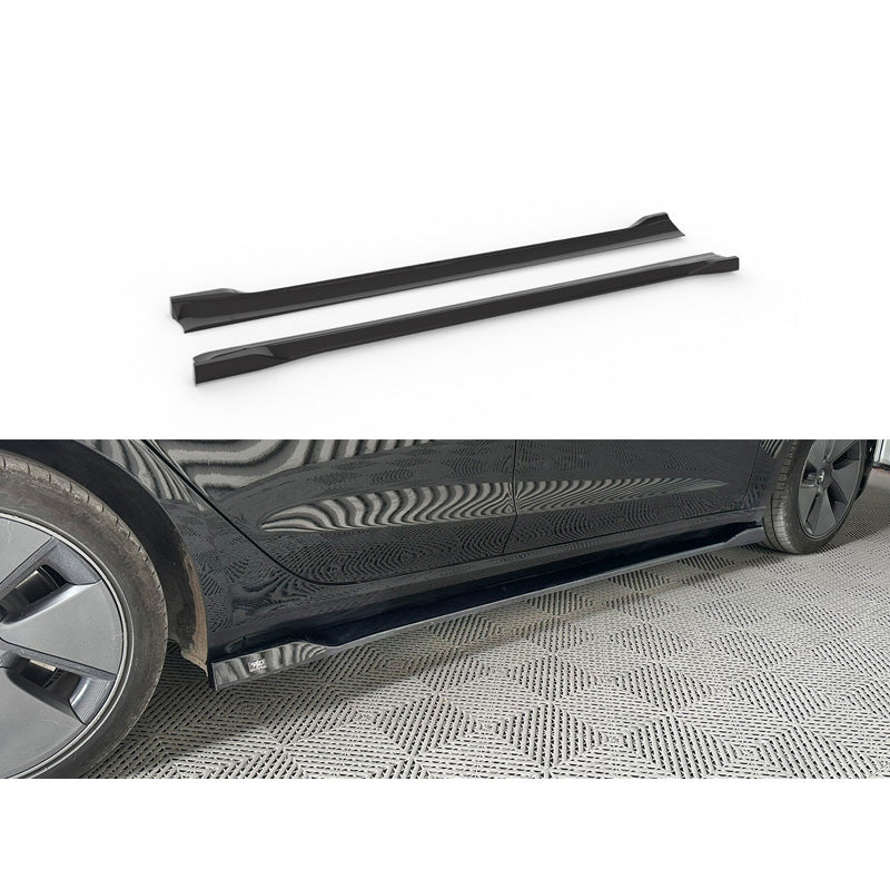 Motordrome, Side skirts, ABS Plastic, Gloss Black, Fits Tesla Model 3 2017-2023 & Facelift 2023-