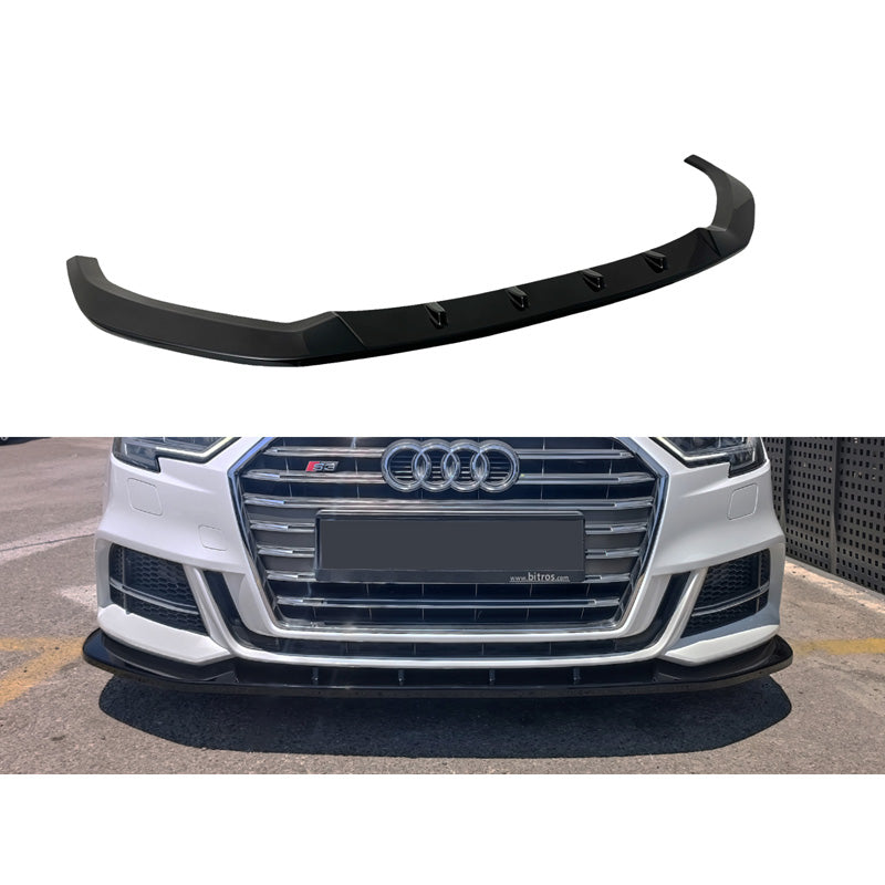 Motordrome, Spoiler avant, compatible avec Audi A3 (8V) S-Line/S3 Hatchback/Sportback 2016-2020 restylée (ABS noir brillant)