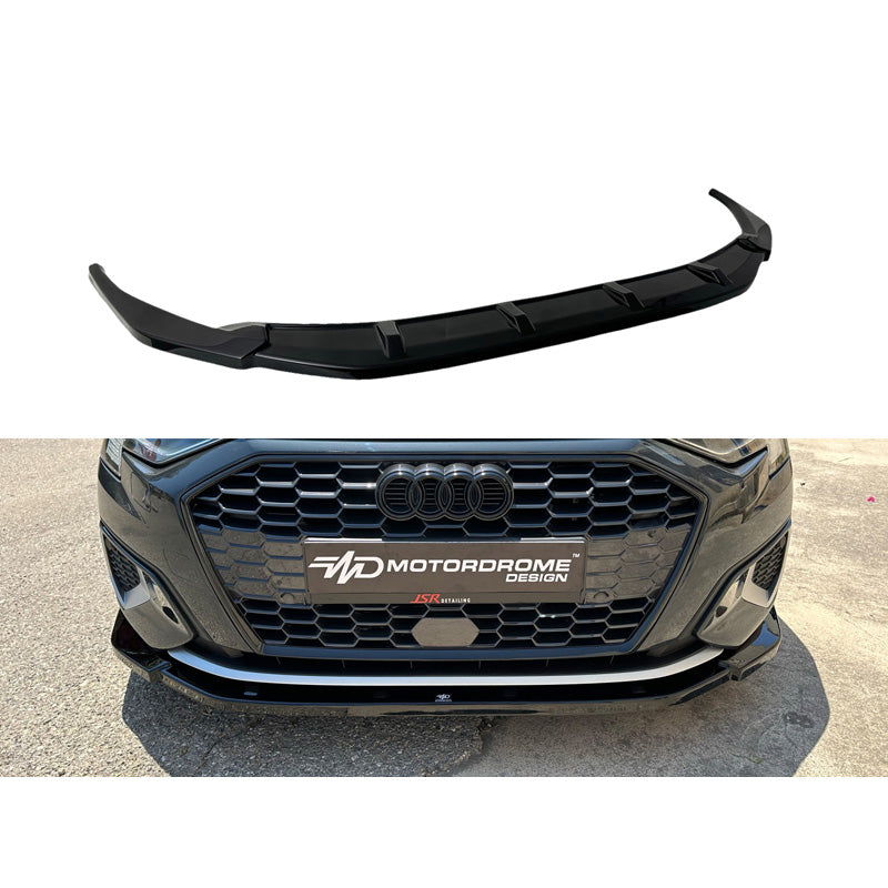 Motordrome, Spoiler avant, compatible avec Audi A3 (8Y) Hatchback/Sportback 2020- (ABS noir brillant)