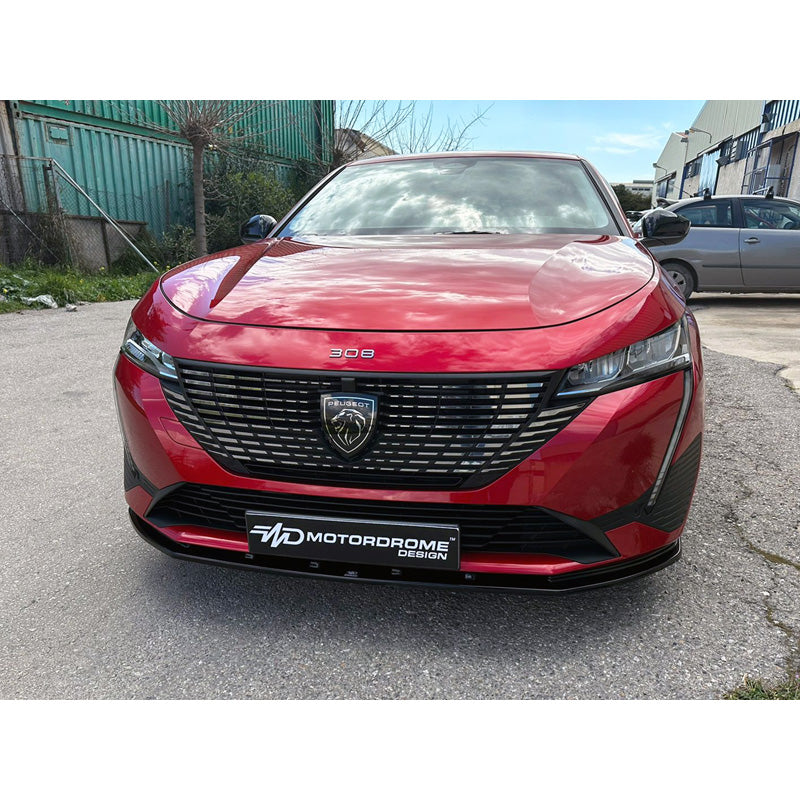 Motordrome, Front spoiler, Fits Peugeot 308 III HB & SW 2021- (ABS Gloss Black)