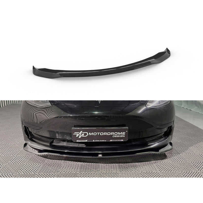 Motordrome, Front spoiler, ABS Gloss Black, Fits Tesla Model 3 (2017-2023)