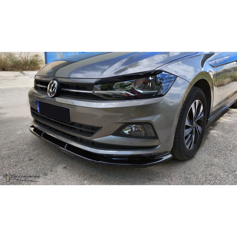Motordrome, Spoiler avant, convient pour Volkswagen Polo (AW) 2017- excl. R-Line/GTi (ABS noir brillant)