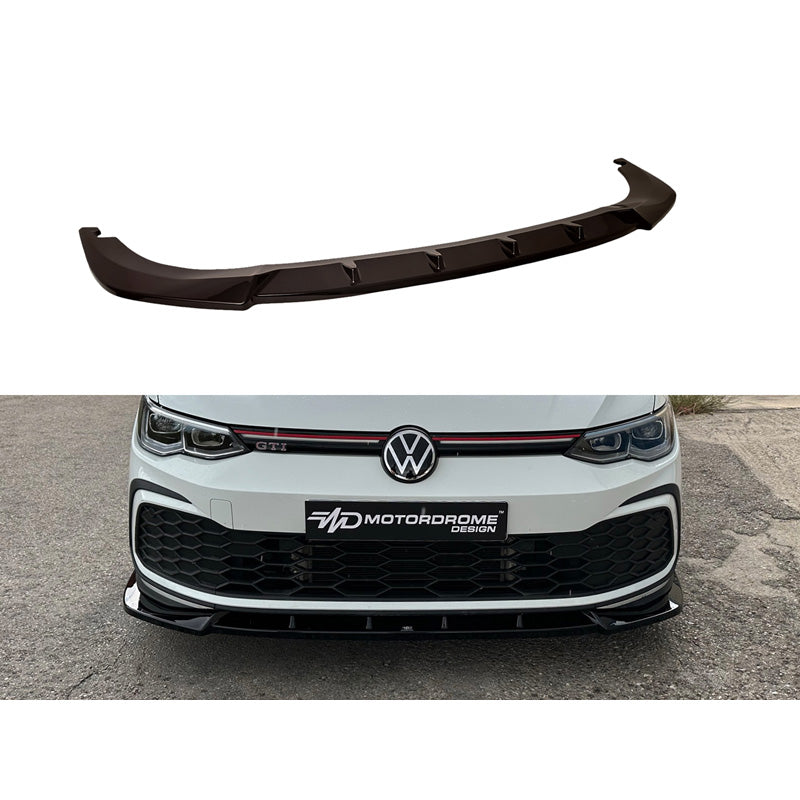 Motordrome, Front spoiler, fits Volkswagen Golf VIII (CD1) GTI/ R-Line 2020- (ABS Gloss Black)
