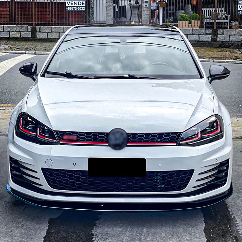 AutoStyle, Front spoiler lip, Glossy Black ABS, Fits Volkswagen Golf VII GTi/GTD/R/R-Line 2012-2017