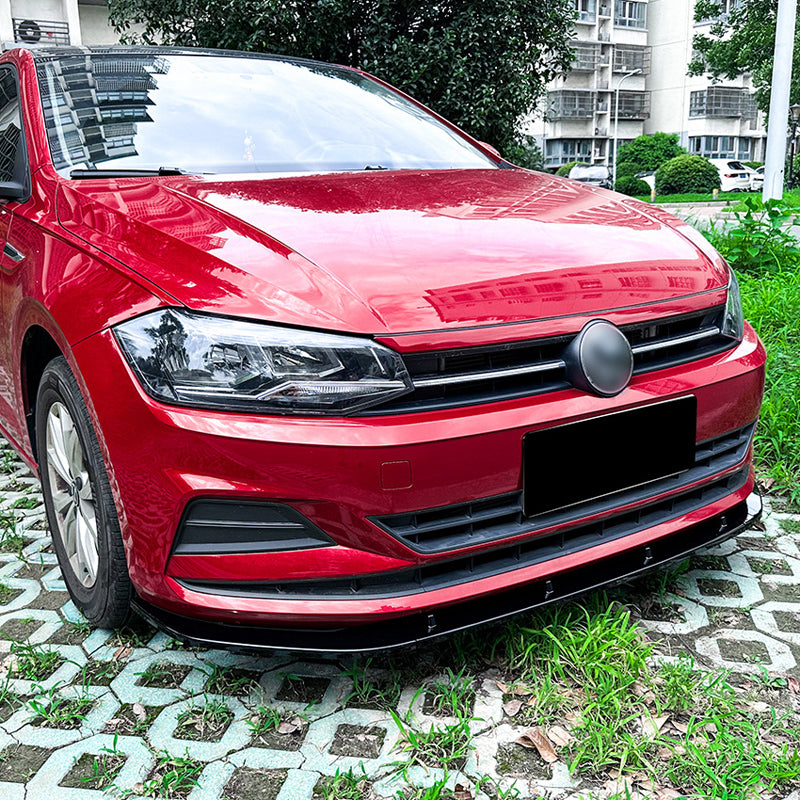 AutoStyle, Frontspoilerlip, glanzend zwart ABS, geschikt voor Volkswagen Polo (AW) 2017-, exclusief R-Line/GTi, 3-delig