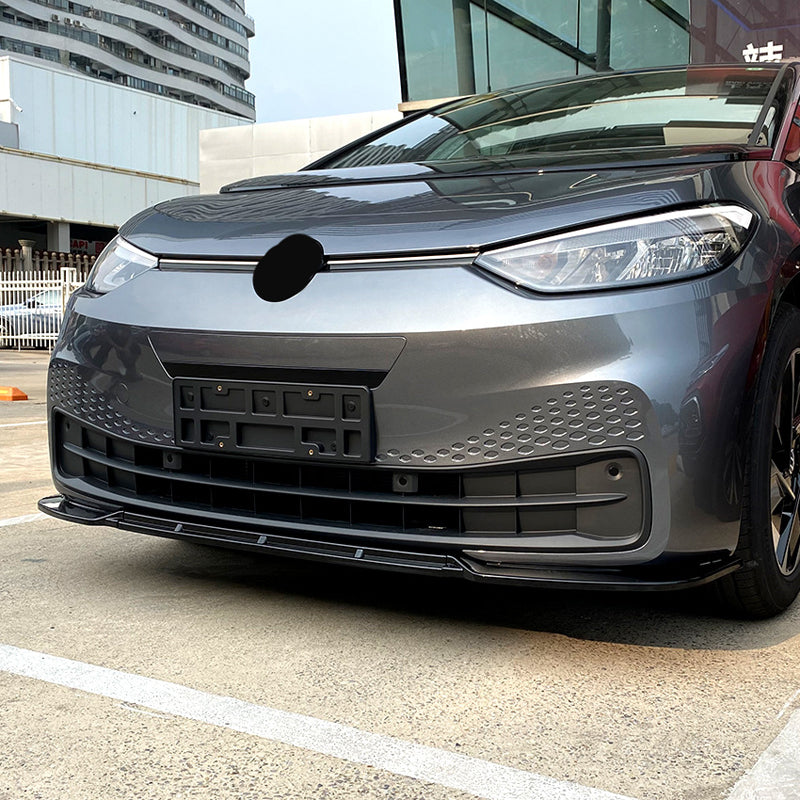 AutoStyle, Front spoiler lip, Glossy black ABS, Fits Volkswagen ID.3 (2020-), 3-piece design