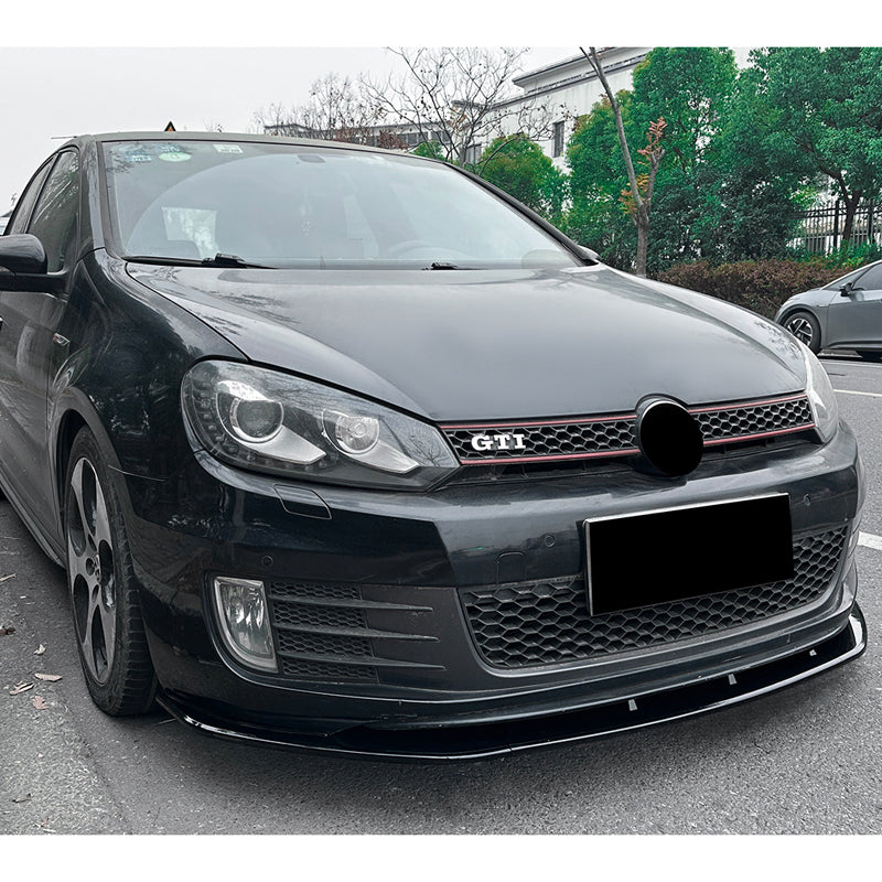 AutoStyle, Frontspoilerlip, glossy zwart ABS, geschikt voor Volkswagen Golf VI GTi 2008-2012, 3-delig