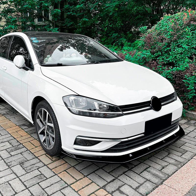 AutoStyle, Front spoiler, Gloss Black ABS, 3-piece, fits Volkswagen Golf VII (7.5) (2017-2019) excl. GTi/GTD/R/R-Line