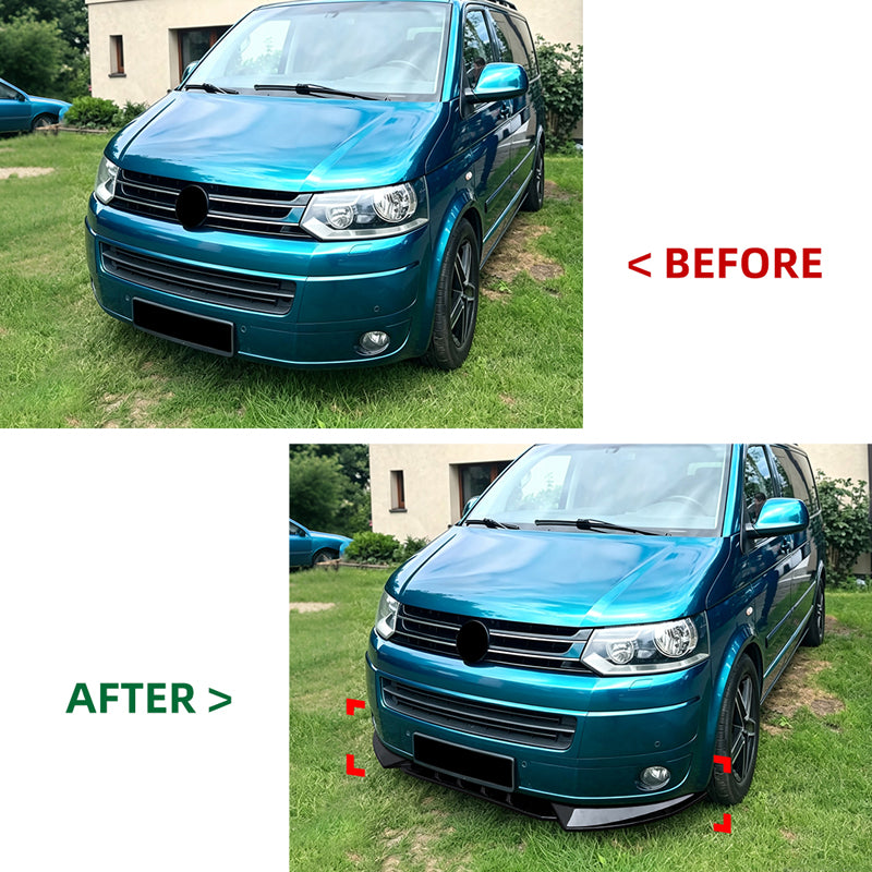 AutoStyle, Frontspoiler, Blank sort ABS, 3-styk, passer til Volkswagen Transporter T5.1 (2010-2015)