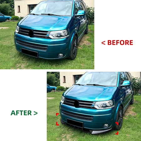 AutoStyle, Frontspoiler, Blank sort ABS, 3-styk, passer til Volkswagen Transporter T5.1 (2010-2015)