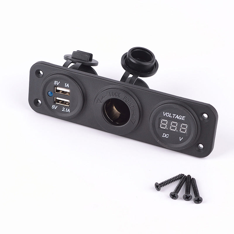 AutoStyle, USB Adapter 3-in-1 with Voltmeter and Cigarette Socket - Waterproof - 12V-24V