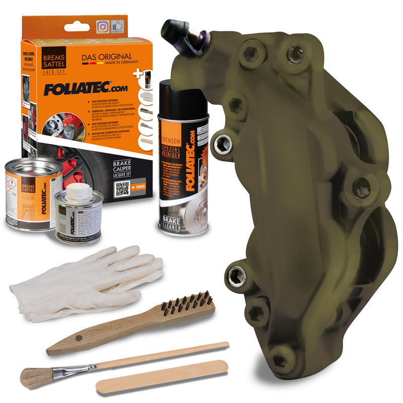 Foliatec, Brake Caliper Coating - Combat green matt - 3 Components