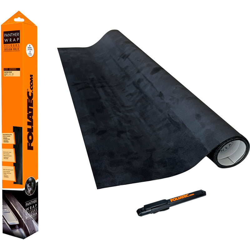 Foliatec, cockpit designfolie Panther Folie, suède-look, zwart, 75x140cm