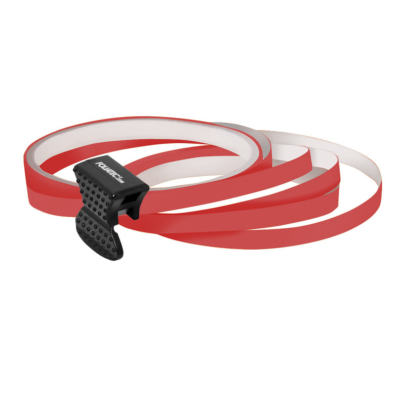 Foliatec PIN Striping velgrandesign incl. montagegereedschap - neonrood - 4 strips 6mmx2,15meter & 1 tester 6mmx40cm